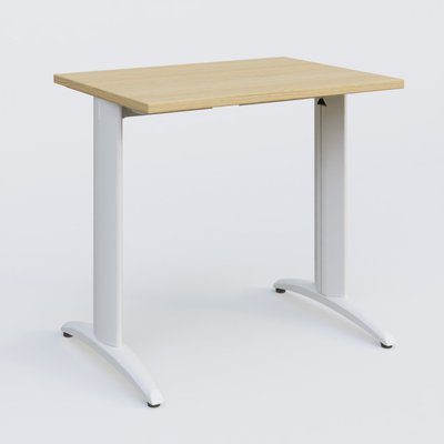 Gamme K2 - Plans droits - K2 Plateau droit 80x60 pieds fixe. Plateau Chêne clair et pietement Blanc.