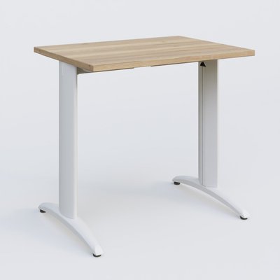 [Pas de famille] - [Pas de sous famille] - K2 Plateau droit 80x60 pieds fixe. Plateau Chêne naturel et pietement Blanc.