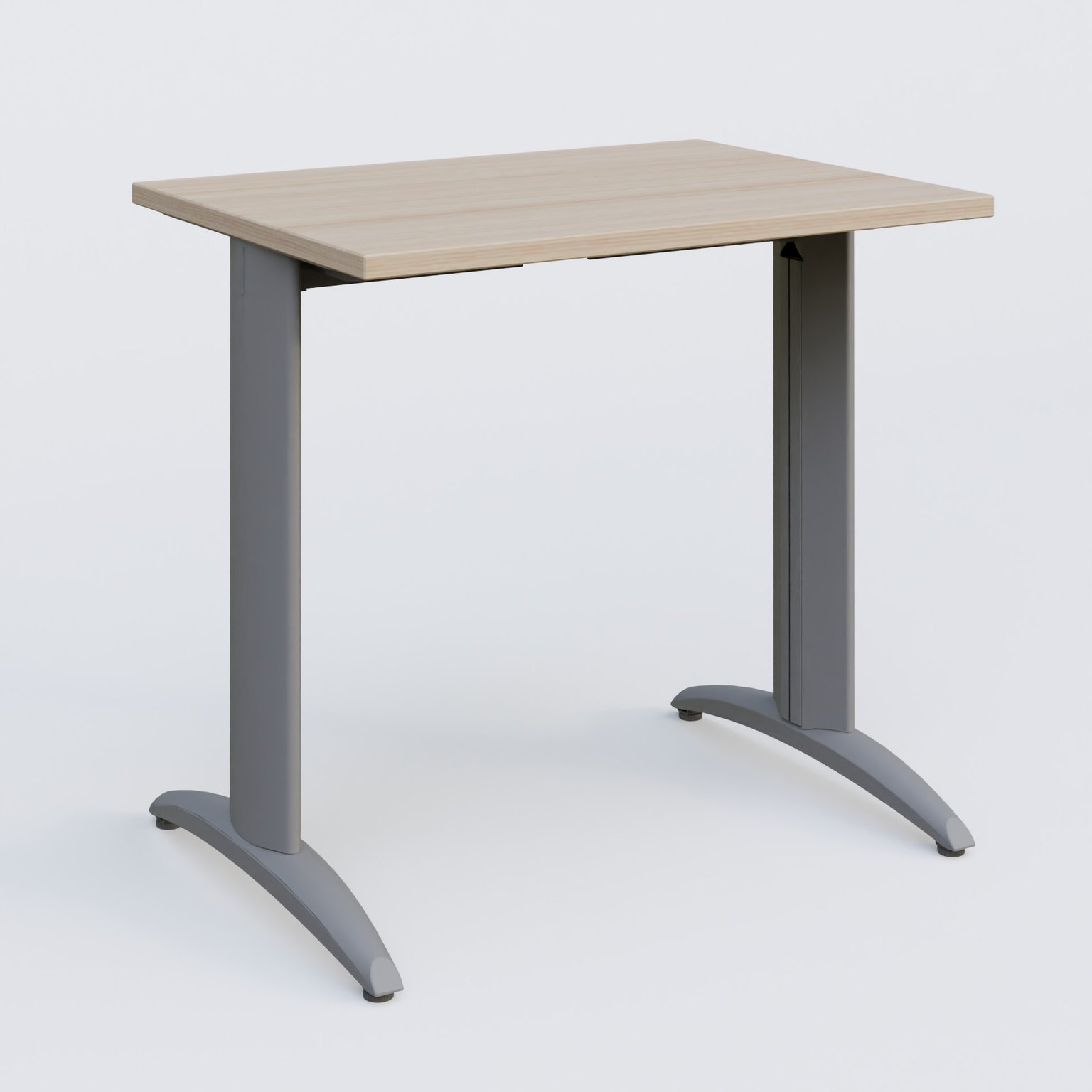K2 Plateau droit 80x60 pieds fixe. Plateau Acacia et pietement Aluminium.