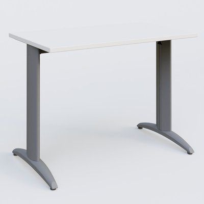 Gamme K2 - Plans droits - K2 Plateau droit 100x60 pieds fixe. Plateau Blanc et pietement Aluminium.