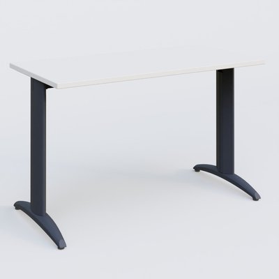 Gamme K2 - Plans droits - K2 Plateau droit 120x60 pieds fixe. Plateau Blanc et pietement Anthracite.