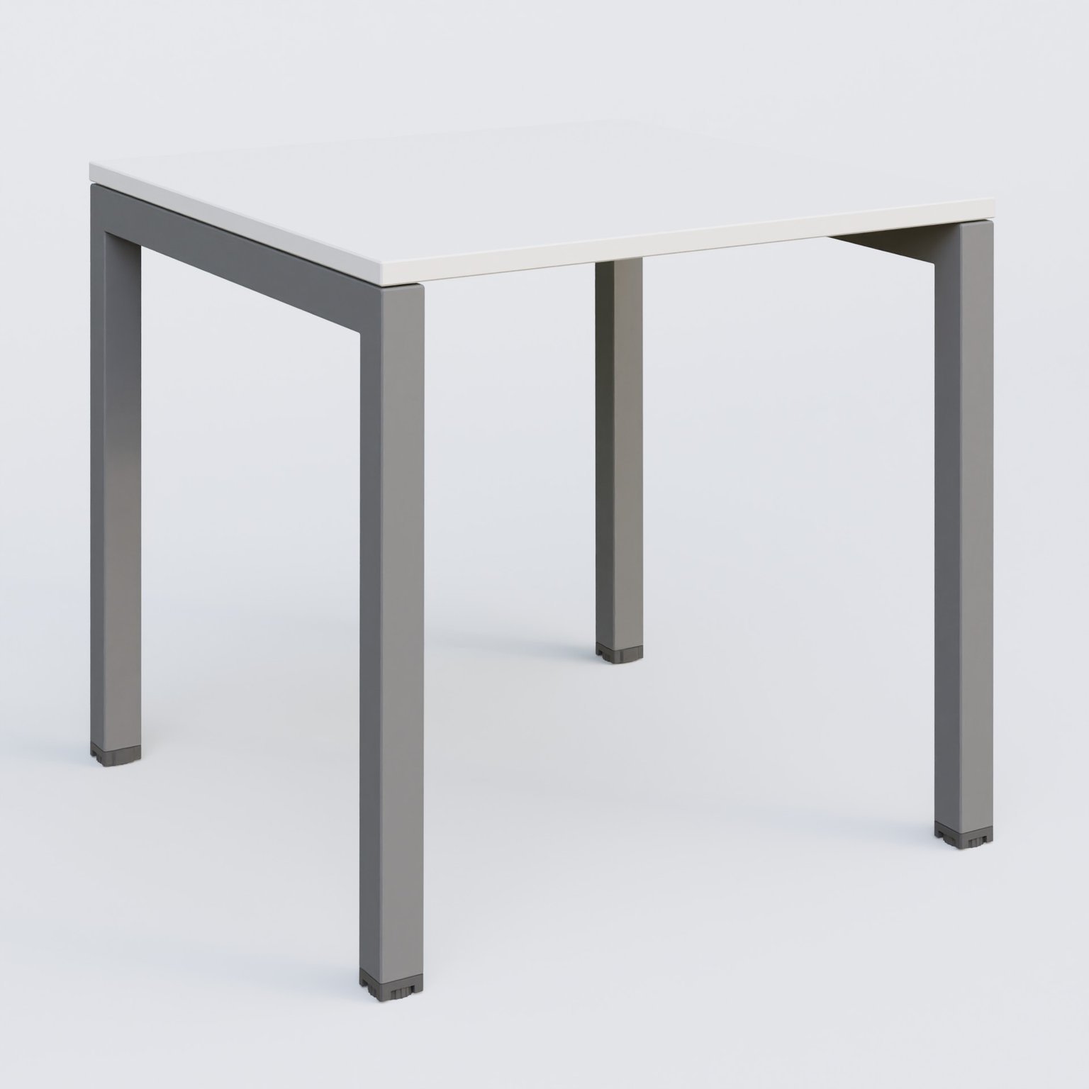 K3 Plateau droit 80x80 pieds fixe. Plateau Blanc et pietement Aluminium.