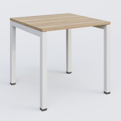 [Pas de famille] - [Pas de sous famille] - K3 Plateau droit 80x80 pieds fixe. Plateau Chêne naturel et pietement Blanc.