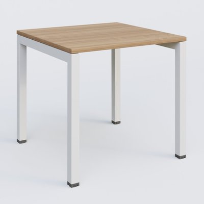 [Pas de famille] - [Pas de sous famille] - K3 Plateau droit 80x80 pieds fixe. Plateau Noyer et pietement Blanc.