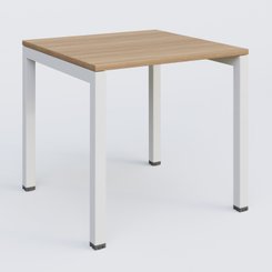 [Pas de famille] - [Pas de sous famille] - K3 Plateau droit 80x80 pieds fixe. Plateau Noyer et pietement Blanc.