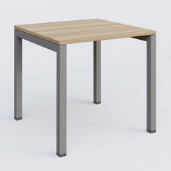 [Pas de famille] - [Pas de sous famille] - K3 Plateau droit 80x80 pieds fixe. Plateau Chêne naturel et pietement Aluminium.