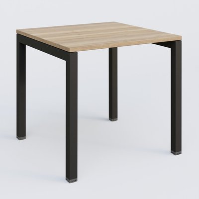 [Pas de famille] - [Pas de sous famille] - K3 Plateau droit 80x80 pieds fixe. Plateau Chêne naturel et pietement Noir Grainé.