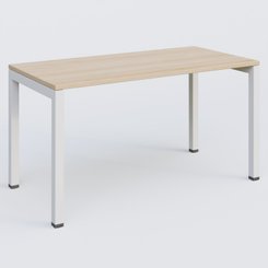 [Pas de famille] - [Pas de sous famille] - K3 Plateau droit 140x70 pieds fixe. Plateau Hêtre et pietement Blanc.