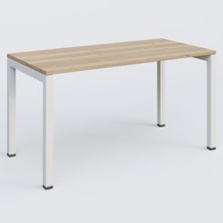 [Pas de famille] - [Pas de sous famille] - K3 Plateau droit 140x70 pieds fixe. Plateau Chêne naturel et pietement Blanc.
