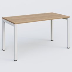 [Pas de famille] - [Pas de sous famille] - K3 Plateau droit 140x70 pieds fixe. Plateau Noyer et pietement Blanc.