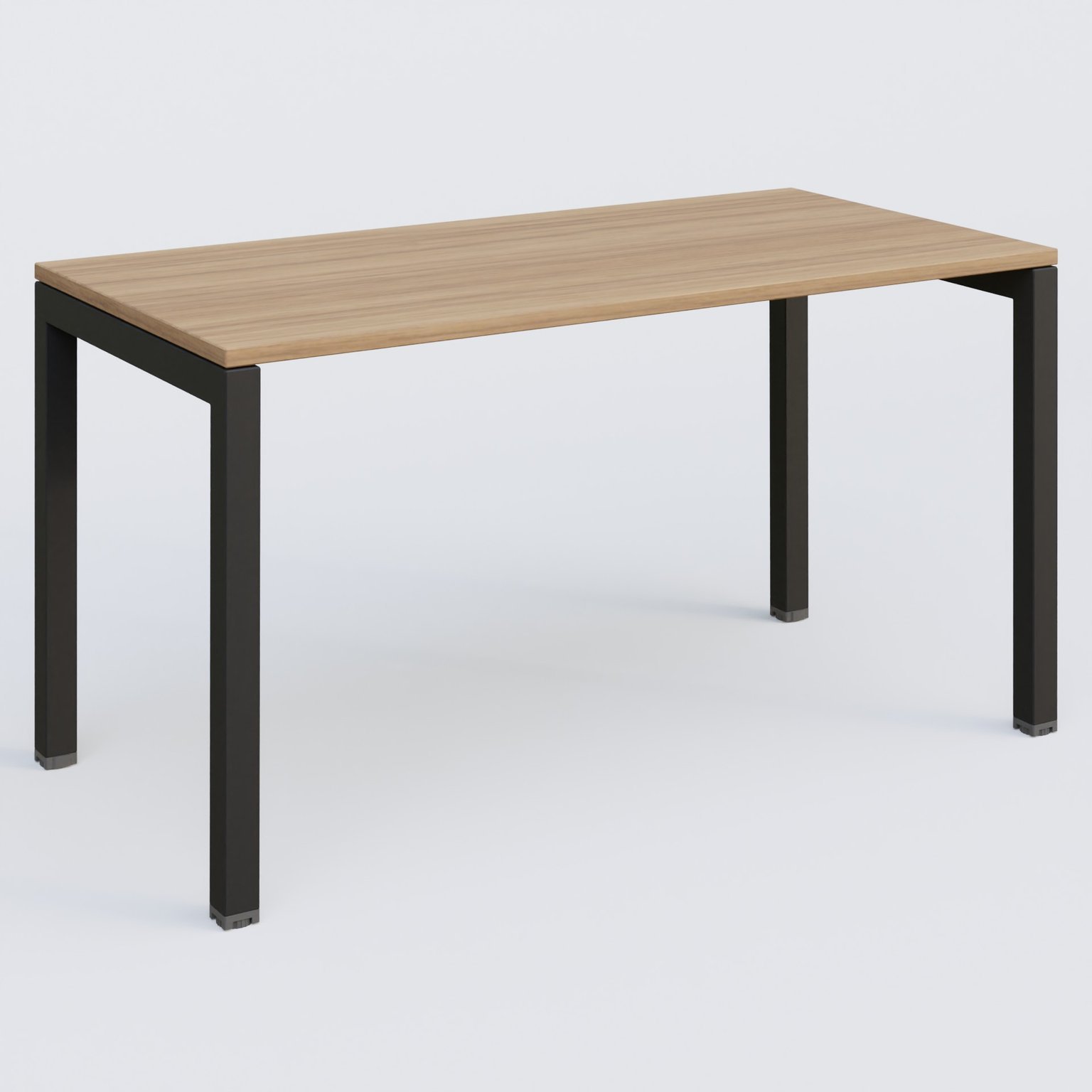 K3 Plateau droit 140x70 pieds fixe. Plateau Noyer et pietement Noir Grainé.