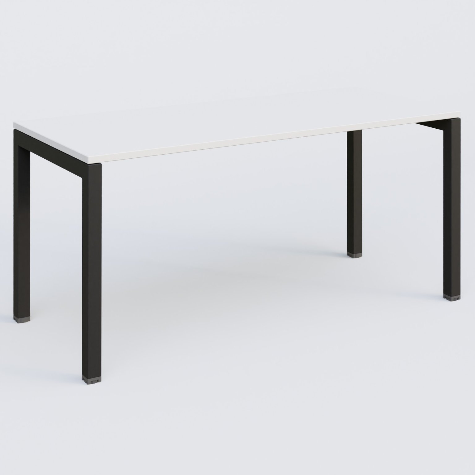 K3 Plateau droit 160x70 pieds fixe. Plateau Blanc et pietement Noir Grainé.