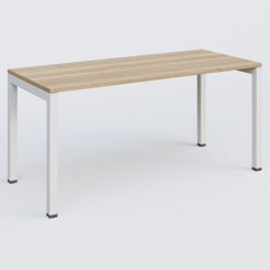 [Pas de famille] - [Pas de sous famille] - K3 Plateau droit 160x70 pieds fixe. Plateau Chêne naturel et pietement Blanc.