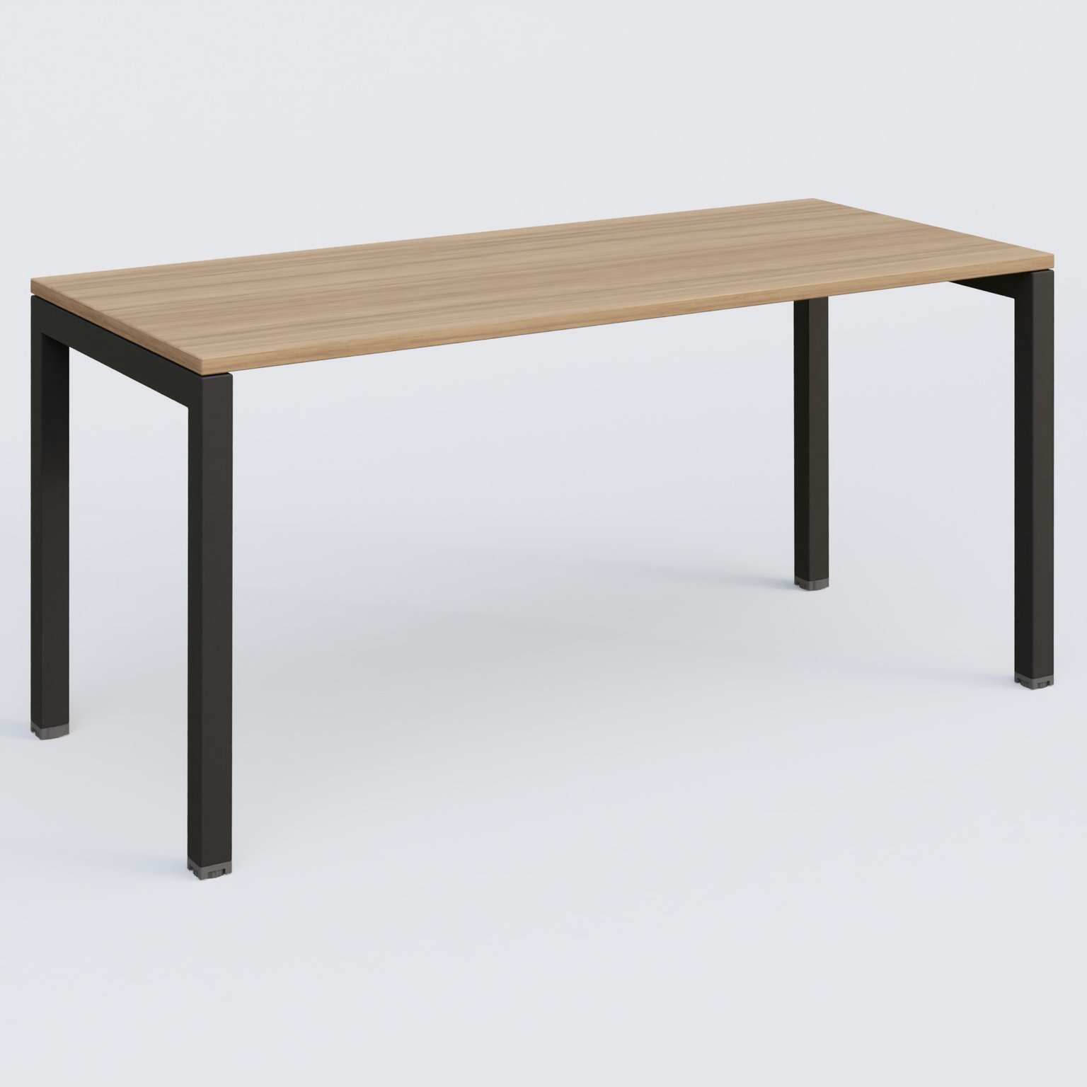 K3 Plateau droit 160x70 pieds fixe. Plateau Noyer et pietement Noir Grainé.