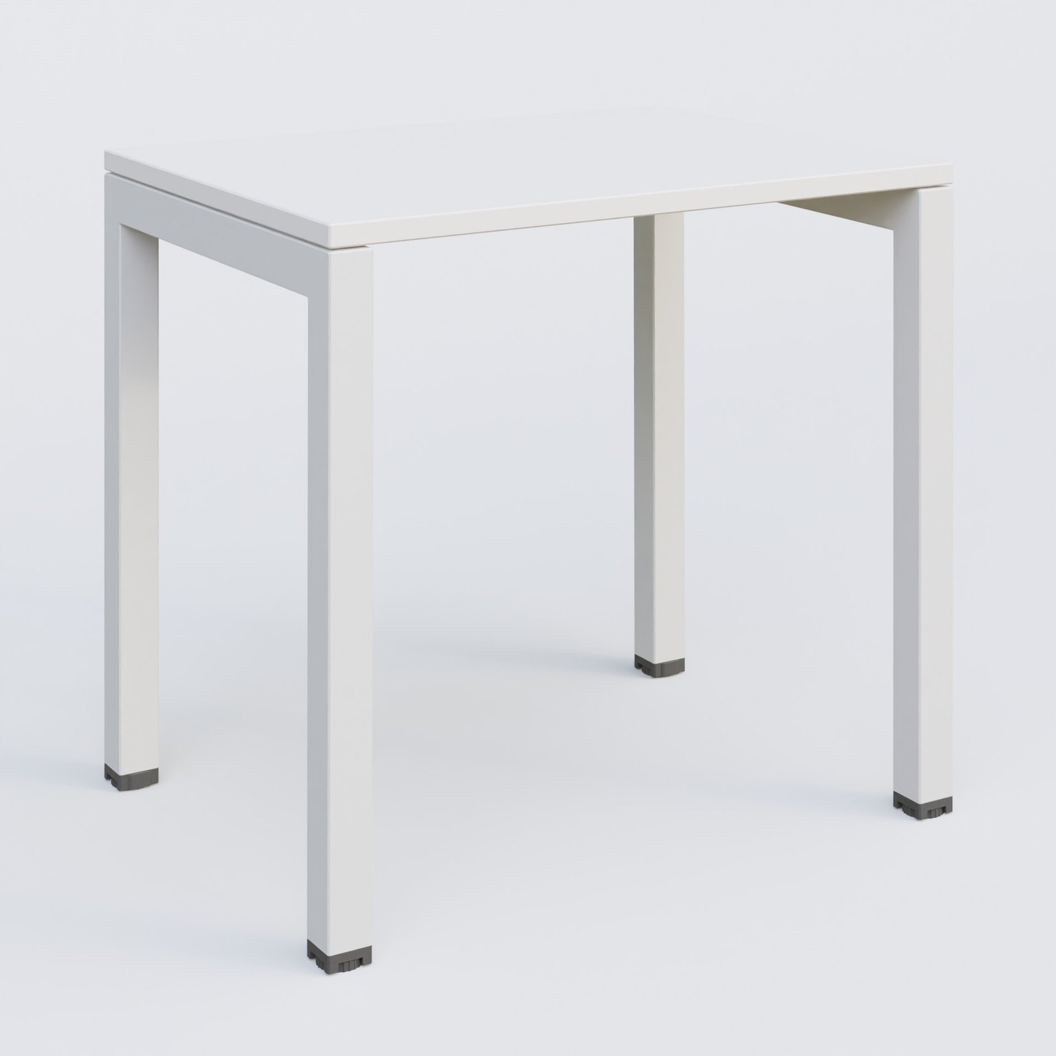 K3 Plateau droit 80x60 pieds fixe. Plateau Blanc et pietement Blanc.