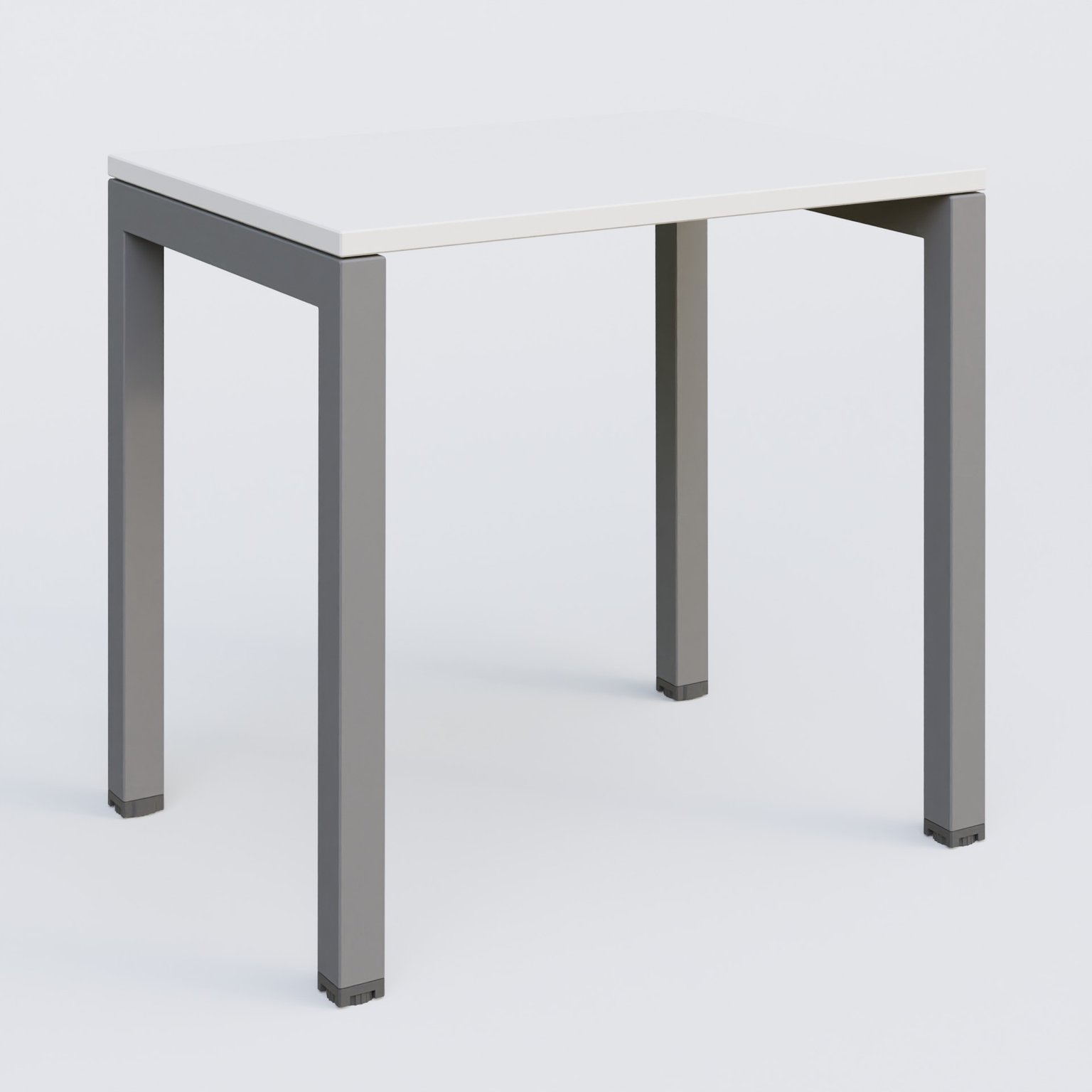 K3 Plateau droit 80x60 pieds fixe. Plateau Blanc et pietement Aluminium.
