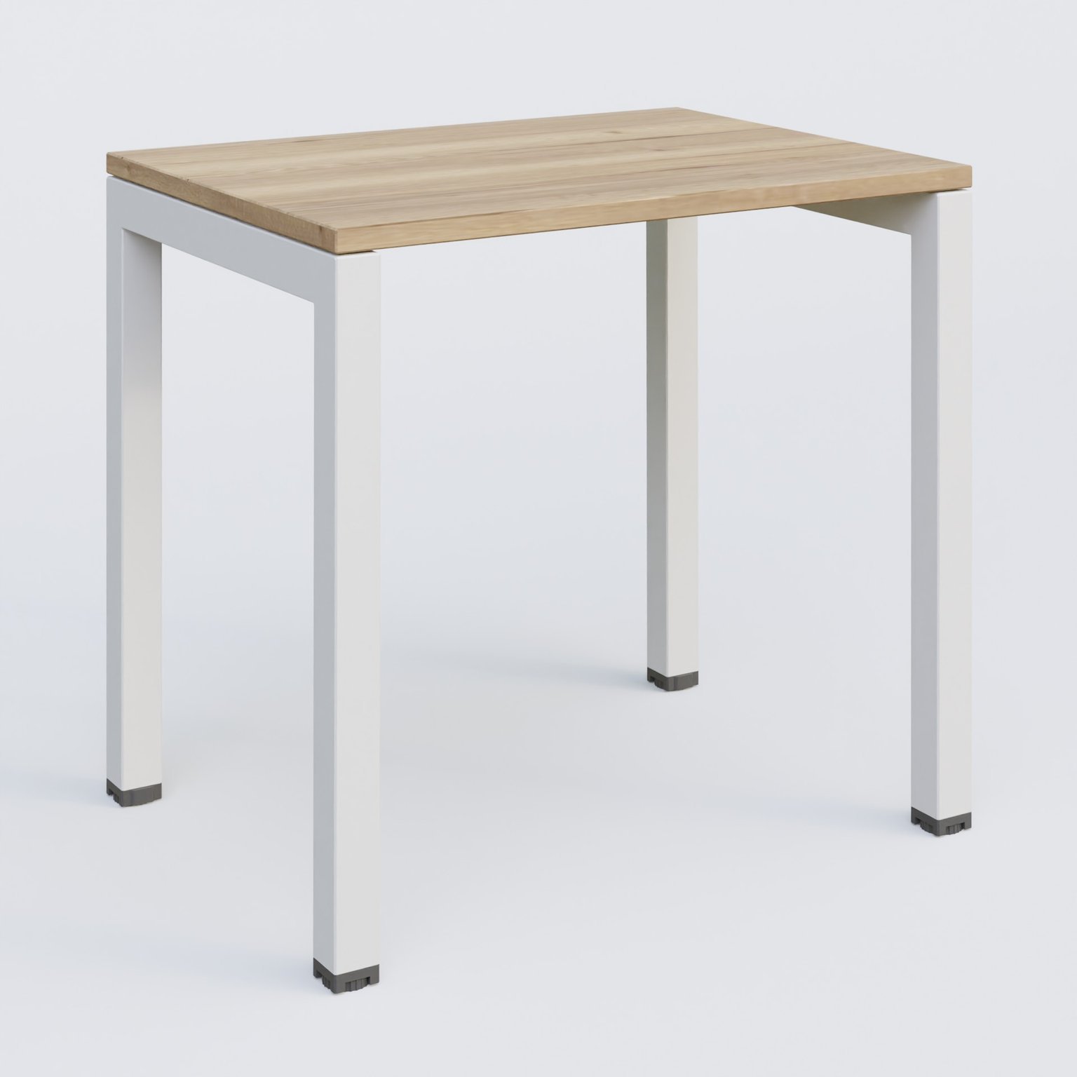 K3 Plateau droit 80x60 pieds fixe. Plateau Chêne naturel et pietement Blanc.