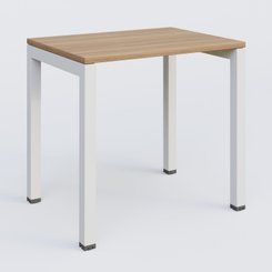 [Pas de famille] - [Pas de sous famille] - K3 Plateau droit 80x60 pieds fixe. Plateau Noyer et pietement Blanc.