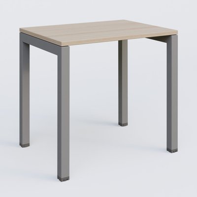 Gamme K3 - Plans droits - K3 Plateau droit 80x60 pieds fixe. Plateau Acacia et pietement Aluminium.