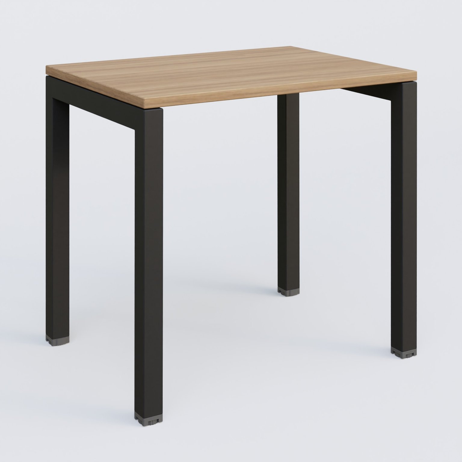K3 Plateau droit 80x60 pieds fixe. Plateau Noyer et pietement Noir Grainé.