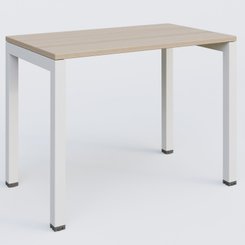 Gamme K3 - Plans droits - K3 Plateau droit 100x60 pieds fixe. Plateau Acacia et pietement Blanc.