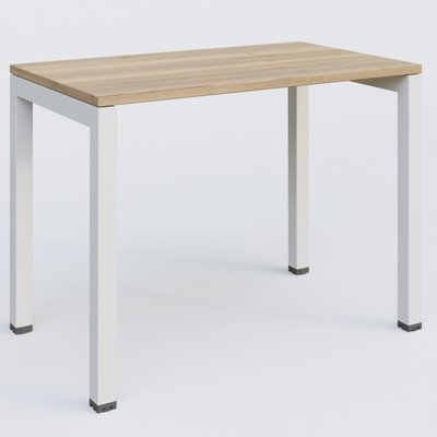 [Pas de famille] - [Pas de sous famille] - K3 Plateau droit 100x60 pieds fixe. Plateau Chêne naturel et pietement Blanc.