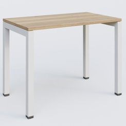 [Pas de famille] - [Pas de sous famille] - K3 Plateau droit 100x60 pieds fixe. Plateau Chêne naturel et pietement Blanc.