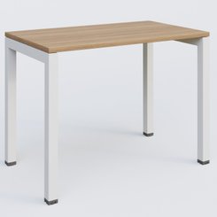 [Pas de famille] - [Pas de sous famille] - K3 Plateau droit 100x60 pieds fixe. Plateau Noyer et pietement Blanc.
