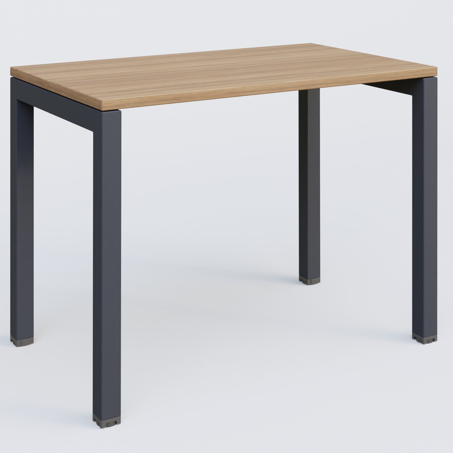 K3 Plateau droit 100x60 pieds fixe. Plateau Noyer et pietement Anthracite.