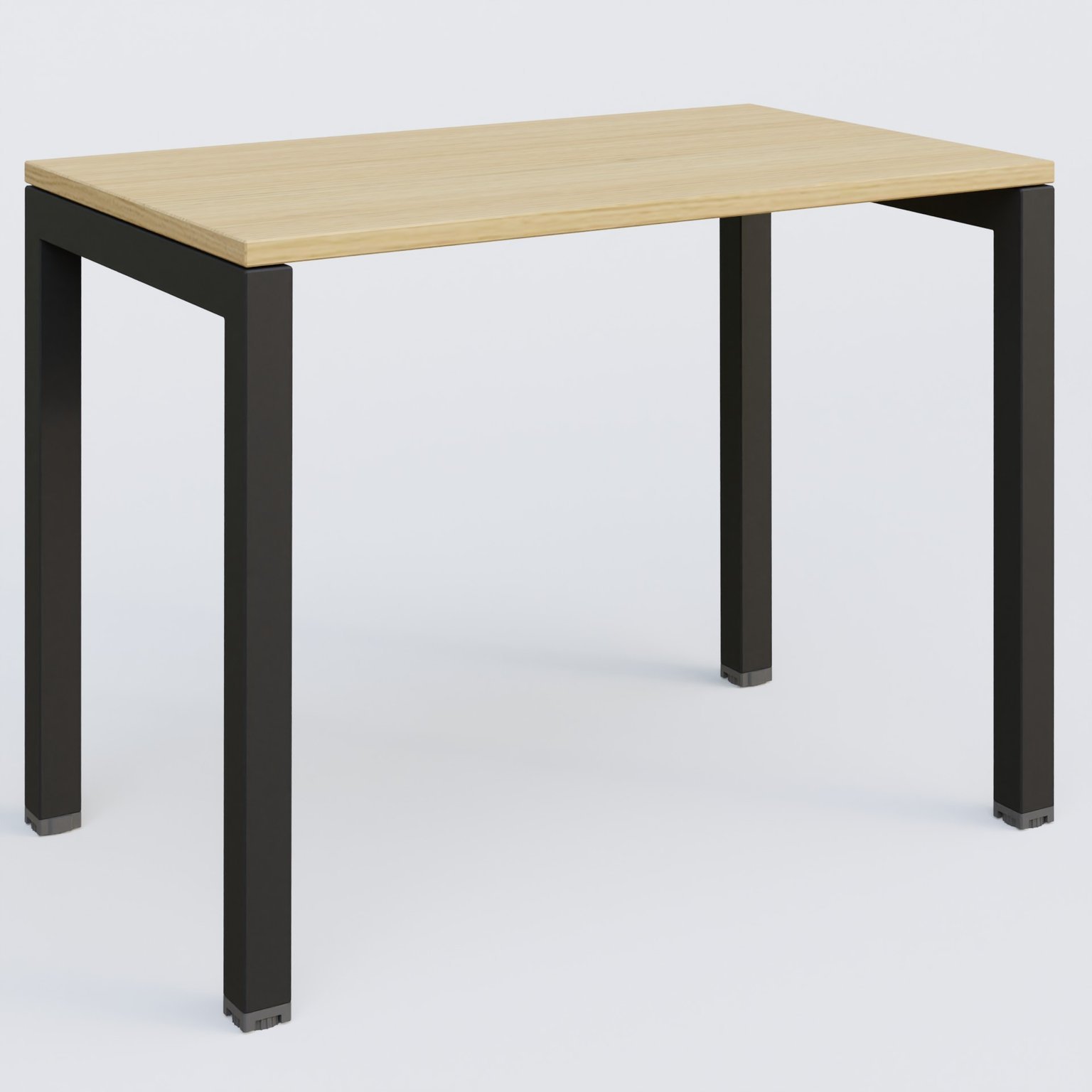 K3 Plateau droit 100x60 pieds fixe. Plateau Chêne clair et pietement Noir Grainé.