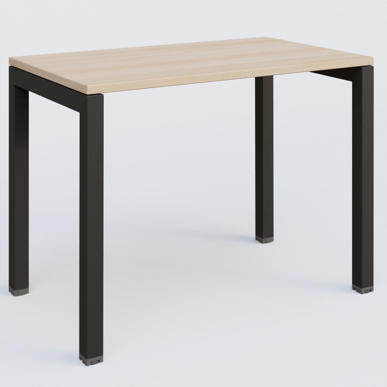 K3 Plateau droit 100x60 pieds fixe. Plateau Hêtre et pietement Noir Grainé.