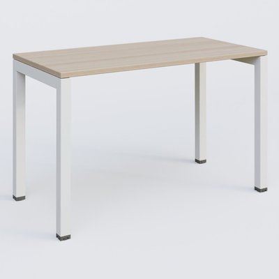 Gamme K3 - Plans droits - K3 Plateau droit 120x60 pieds fixe. Plateau Acacia et pietement Blanc.