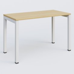 [Pas de famille] - [Pas de sous famille] - K3 Plateau droit 120x60 pieds fixe. Plateau Chêne clair et pietement Blanc.