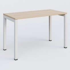 [Pas de famille] - [Pas de sous famille] - K3 Plateau droit 120x60 pieds fixe. Plateau Hêtre et pietement Blanc.