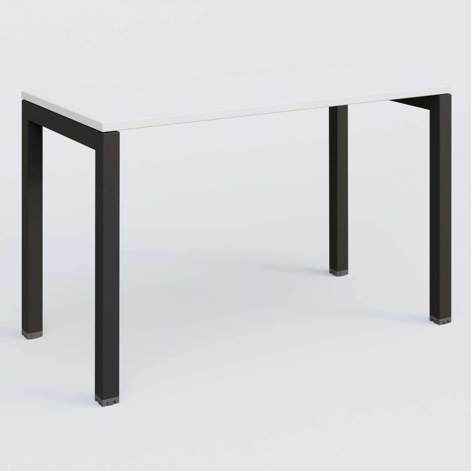 K3 Plateau droit 120x60 pieds fixe. Plateau Blanc et pietement Noir Grainé.