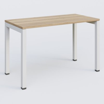 [Pas de famille] - [Pas de sous famille] - K3 Plateau droit 120x60 pieds fixe. Plateau Chêne naturel et pietement Blanc.