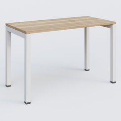 [Pas de famille] - [Pas de sous famille] - K3 Plateau droit 120x60 pieds fixe. Plateau Chêne naturel et pietement Blanc.