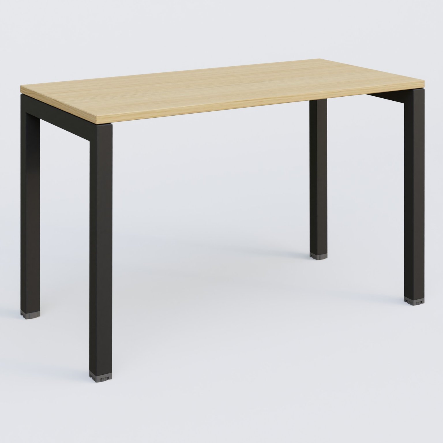 K3 Plateau droit 120x60 pieds fixe. Plateau Chêne clair et pietement Noir Grainé.