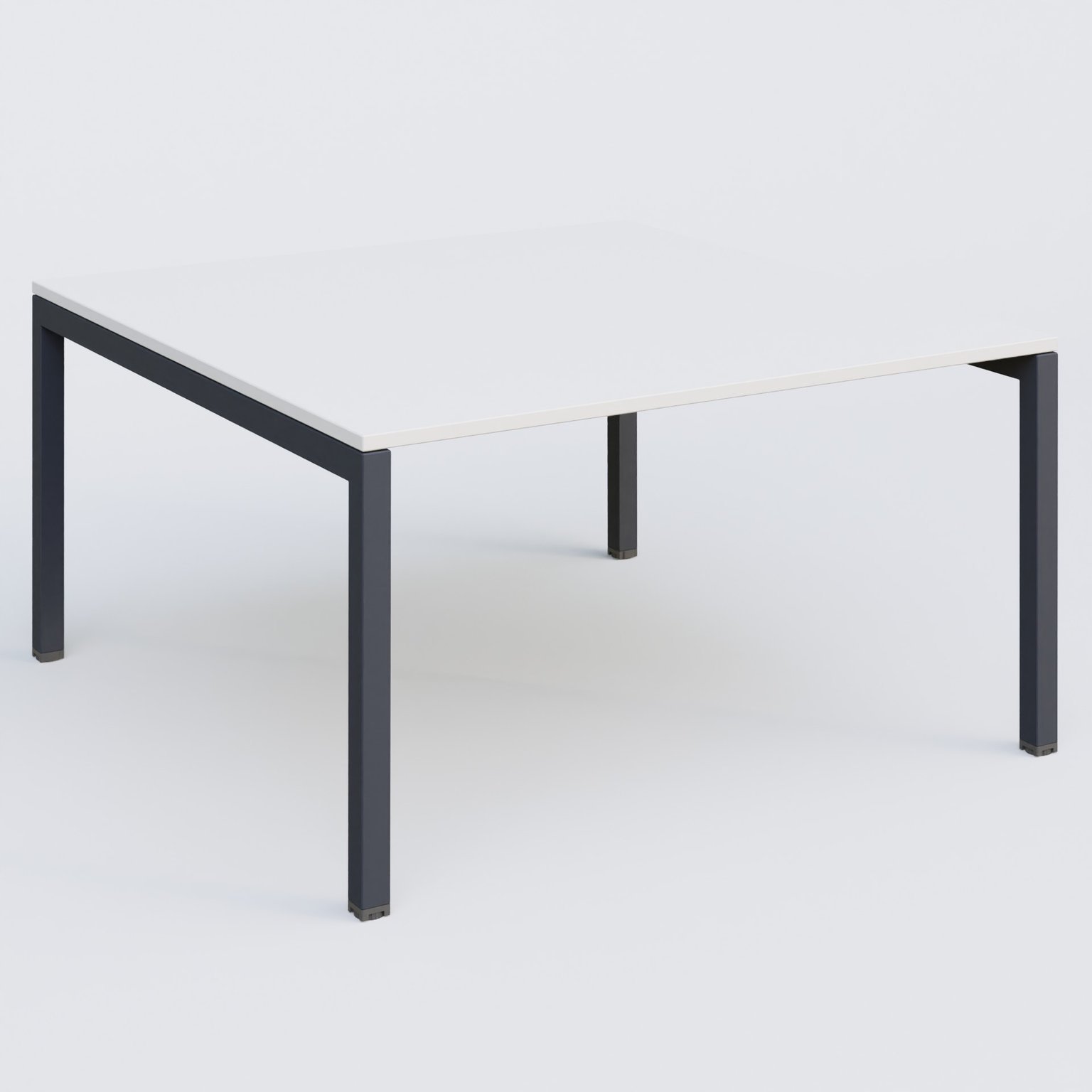K3 Plateau droit 140x145 pieds fixe. Plateau Blanc et pietement Anthracite.