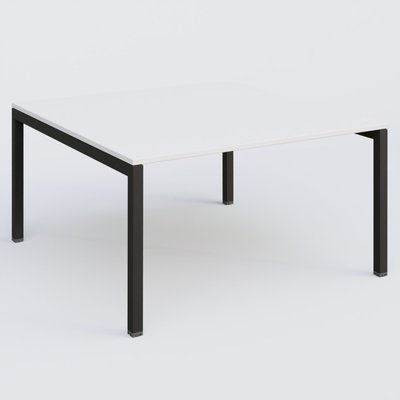 [Pas de famille] - [Pas de sous famille] - K3 Plateau droit 140x145 pieds fixe. Plateau Blanc et pietement Noir Grainé.