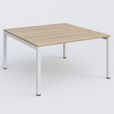 [Pas de famille] - [Pas de sous famille] - K3 Plateau droit 140x145 pieds fixe. Plateau Chêne naturel et pietement Blanc.
