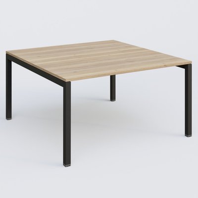 [Pas de famille] - [Pas de sous famille] - K3 Plateau droit 140x145 pieds fixe. Plateau Chêne naturel et pietement Noir Grainé.