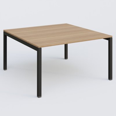 [Pas de famille] - [Pas de sous famille] - K3 Plateau droit 140x145 pieds fixe. Plateau Noyer et pietement Noir Grainé.