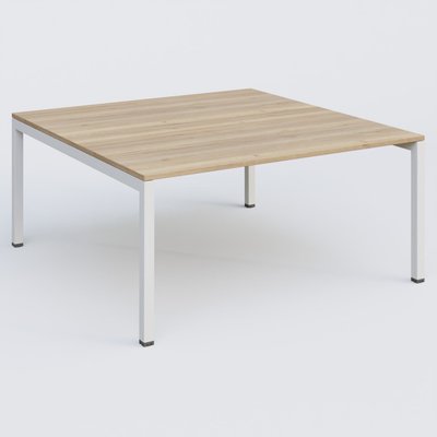 [Pas de famille] - [Pas de sous famille] - K3 Plateau droit 160x165 pieds fixe. Plateau Chêne naturel et pietement Blanc.
