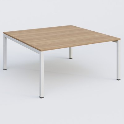 [Pas de famille] - [Pas de sous famille] - K3 Plateau droit 160x165 pieds fixe. Plateau Noyer et pietement Blanc.