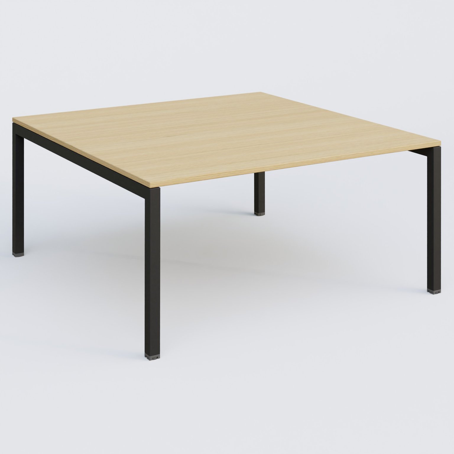 K3 Plateau droit 160x165 pieds fixe. Plateau Chêne clair et pietement Noir Grainé.