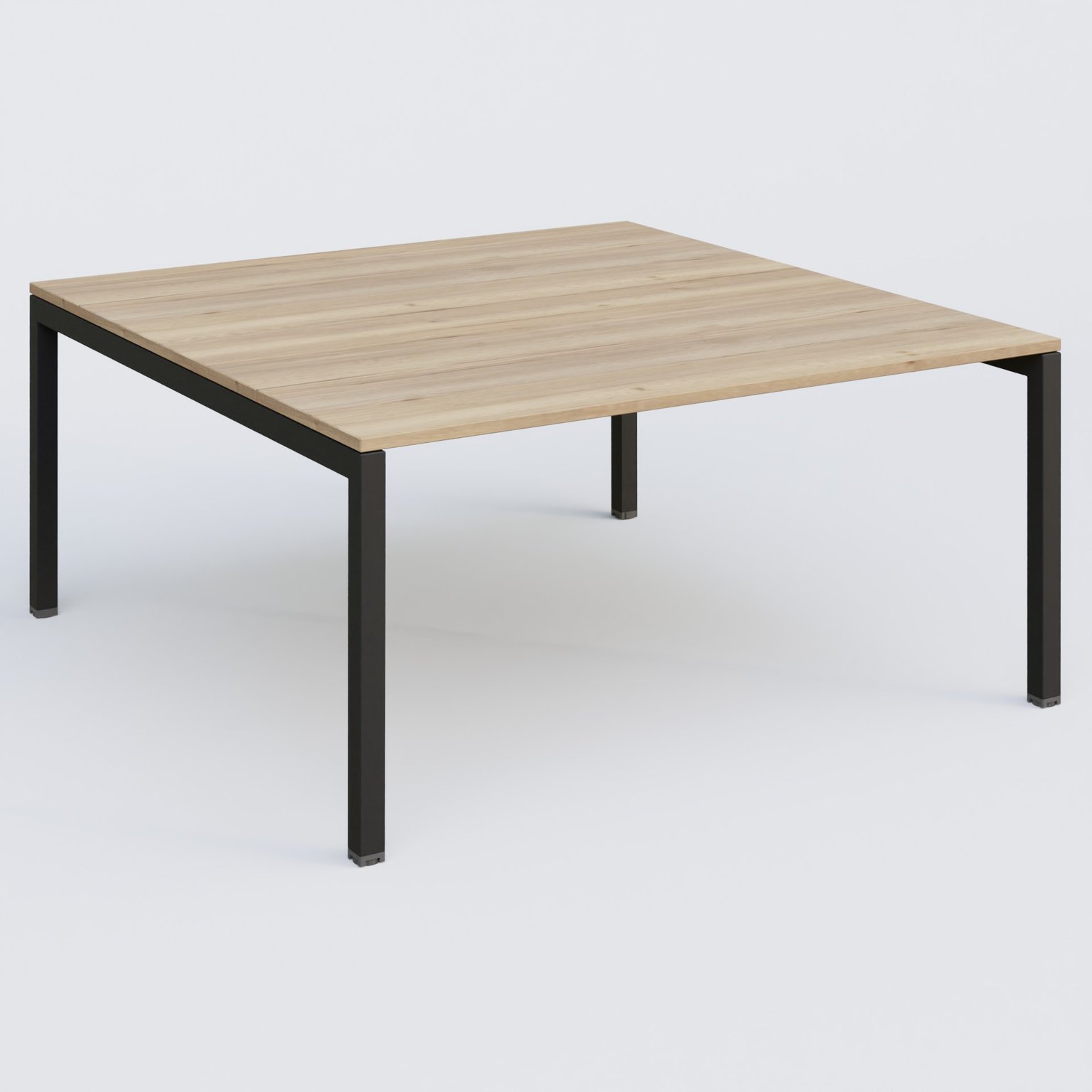 K3 Plateau droit 160x165 pieds fixe. Plateau Chêne naturel et pietement Noir Grainé.