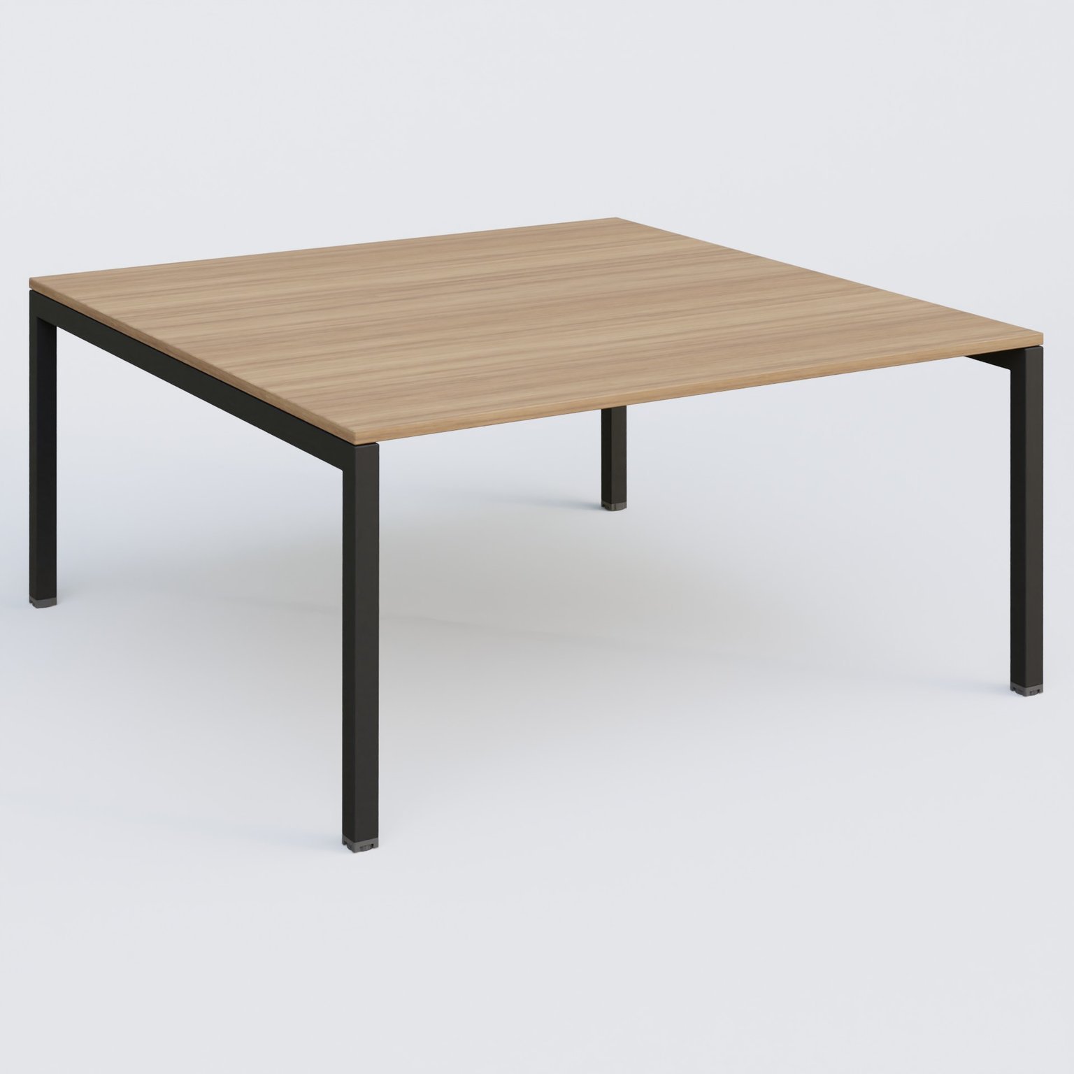 K3 Plateau droit 160x165 pieds fixe. Plateau Noyer et pietement Noir Grainé.