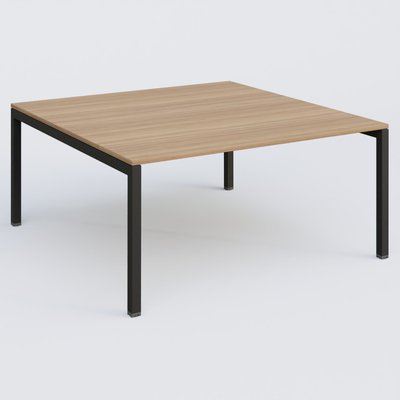 [Pas de famille] - [Pas de sous famille] - K3 Plateau droit 160x165 pieds fixe. Plateau Noyer et pietement Noir Grainé.
