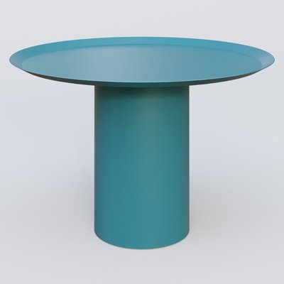 [Pas de famille] - [Pas de sous famille] - Table Basse Fashon Styl piètement colonne métalique D-26 cm. Plateau Bleu Petrole (RAL 5025) et pietement Bleu Petrole (RAL 5025).